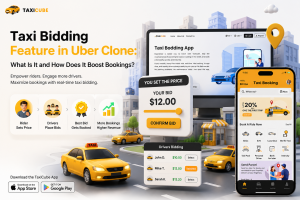 taxi bidding feature in an Uber Clone app helps increase booking